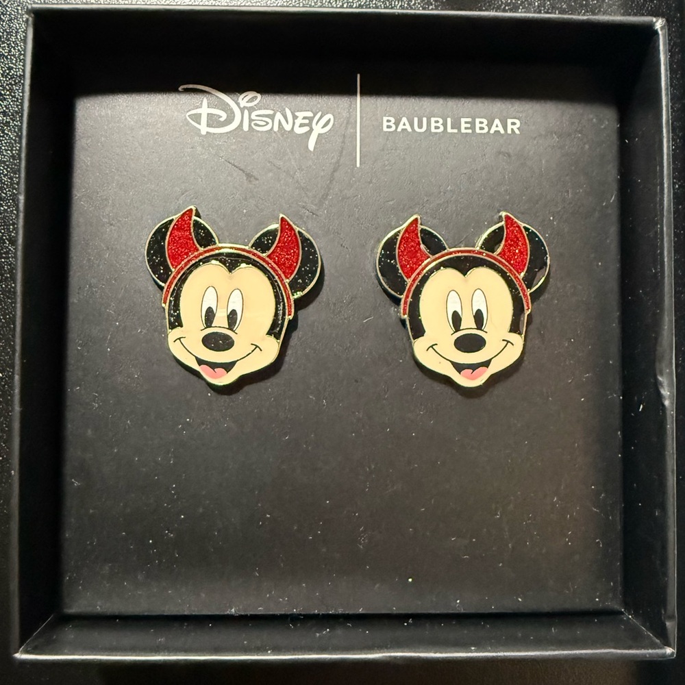 BaubleBar Disney Mickey Devil Red Earrings NWT NIB